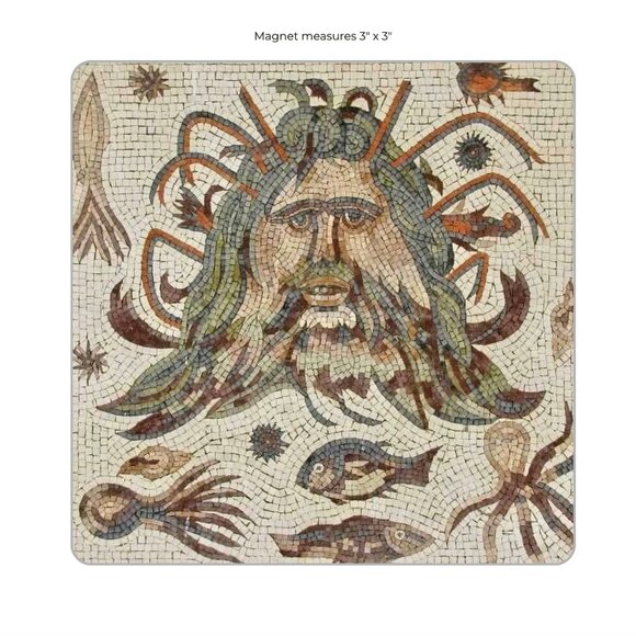 NWT "Tunisian Mosaic of Oceanus, Neptune or Pontus" Artisan Magnet - Picture 1 of 4